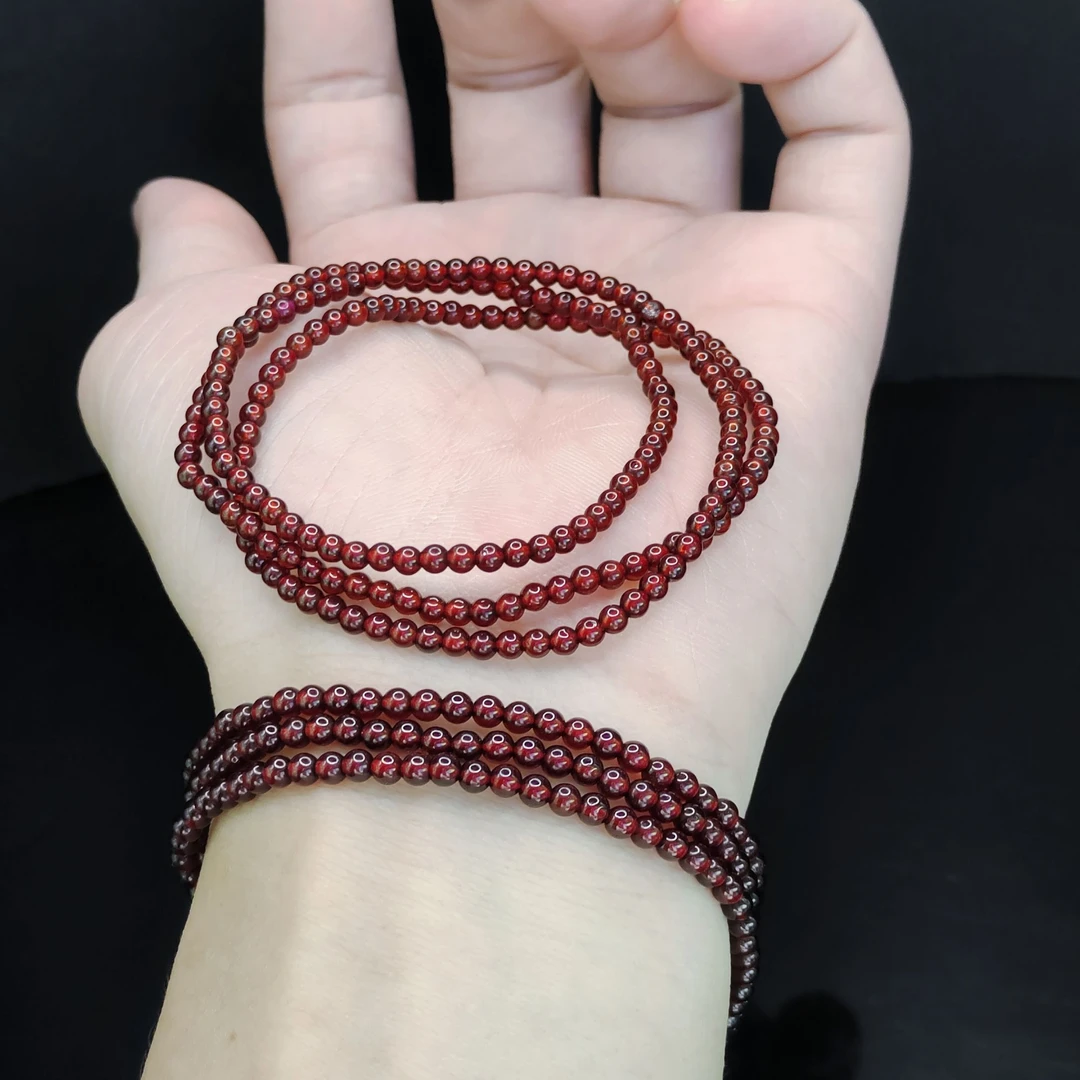 【老三珠宝】石榴石三圈手串Y5【多样性发其一】约3mm