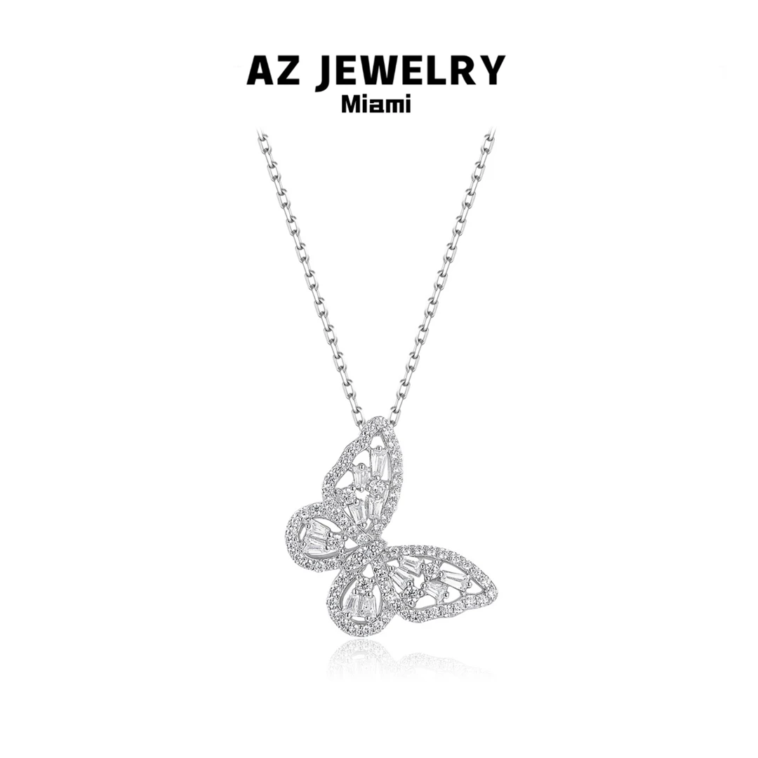 坠链均925银合成锆石 【仙度瑞拉】甜美仙气镂空蝴蝶项链欧若风礼物