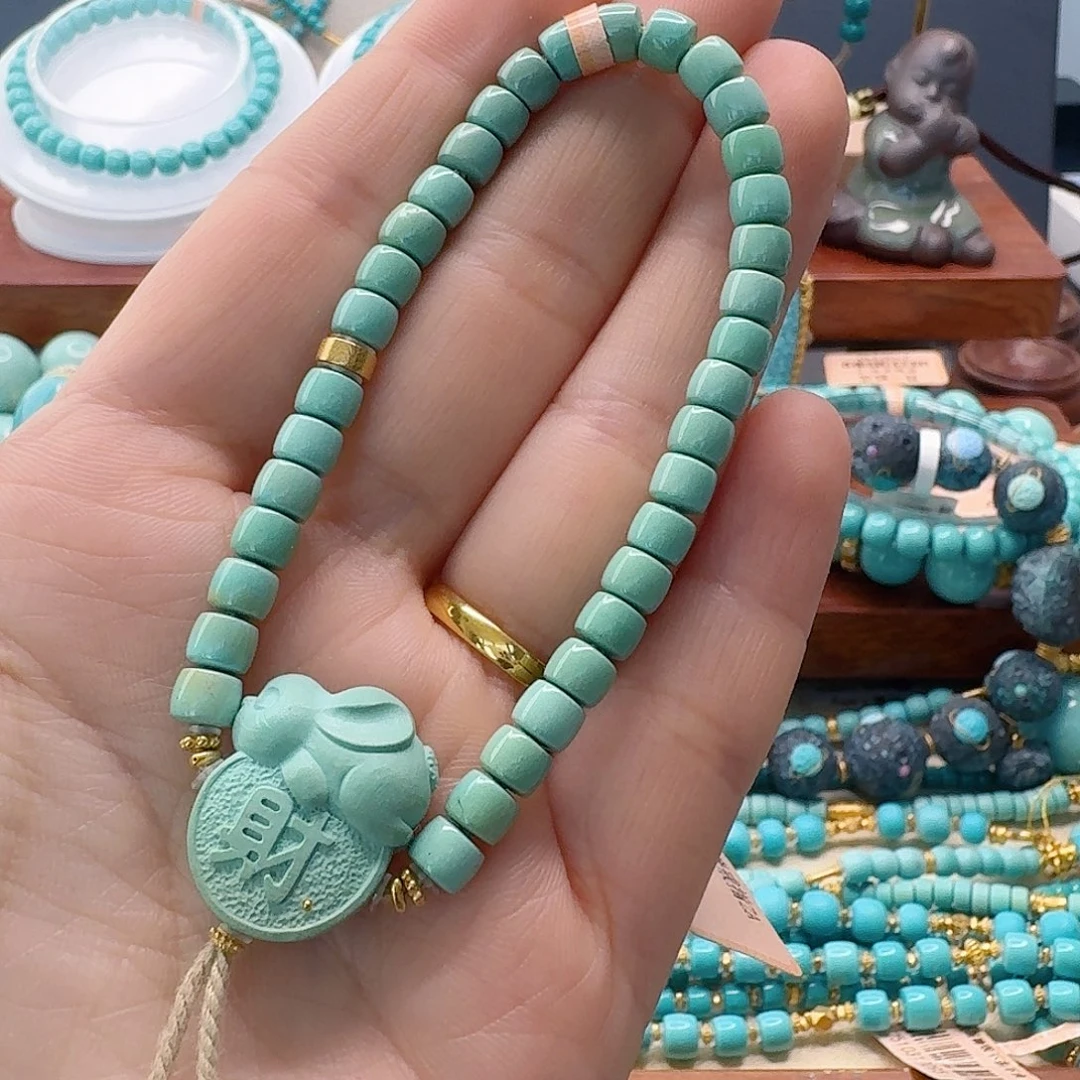 绿松石18K金镶嵌珠宝半成品