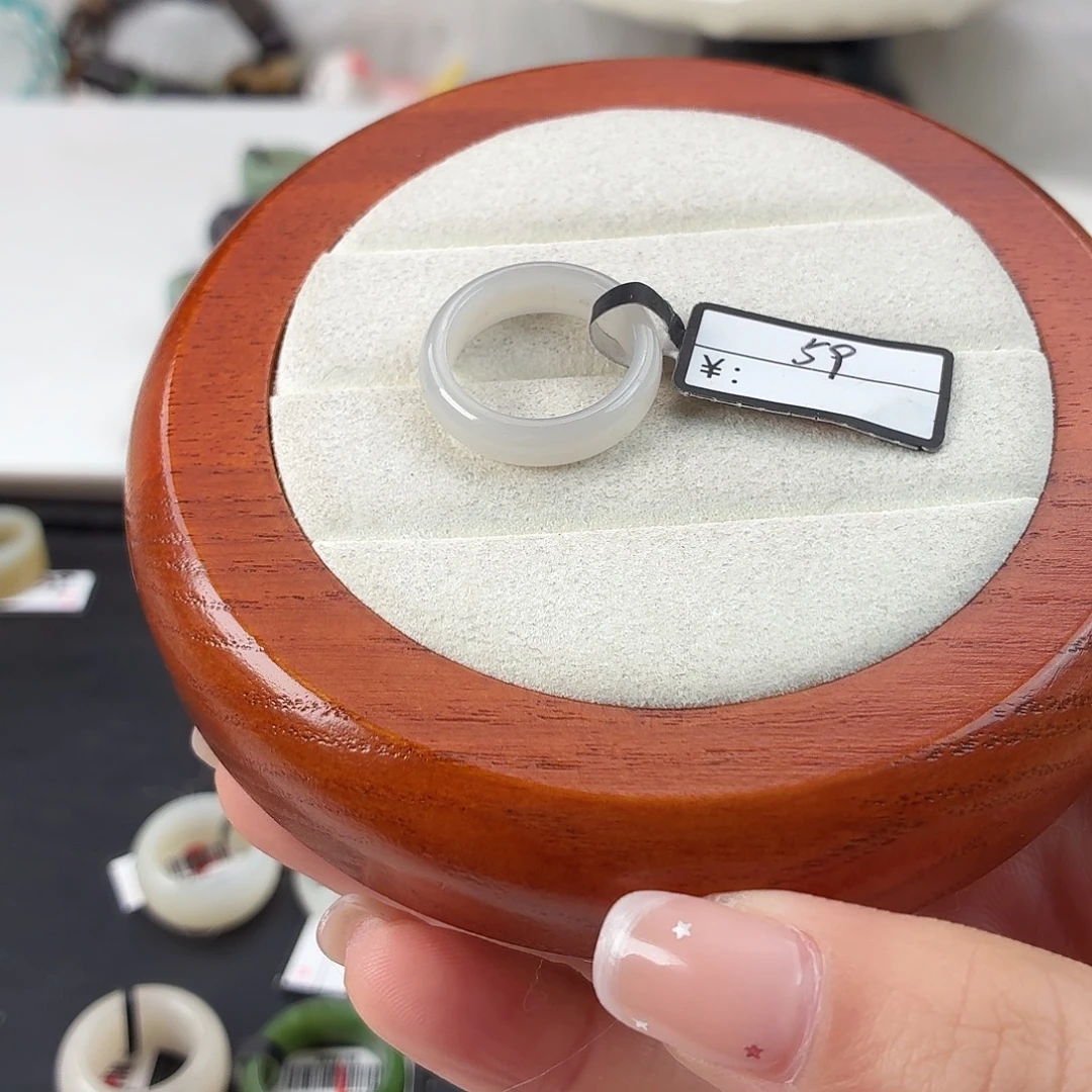 和田玉未镶嵌戒指Q18烟紫轮胎内径17.3港码15