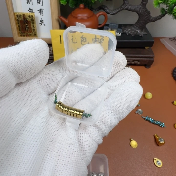 合成碳硅石铜合金文玩配饰黑胆石6✖️2