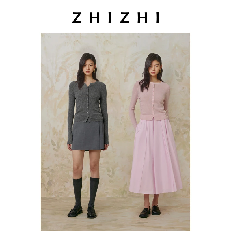 致知 佳人醉 欧若智性风水溶羊毛开衫女25春休闲圆领ZZ2ESKGT068