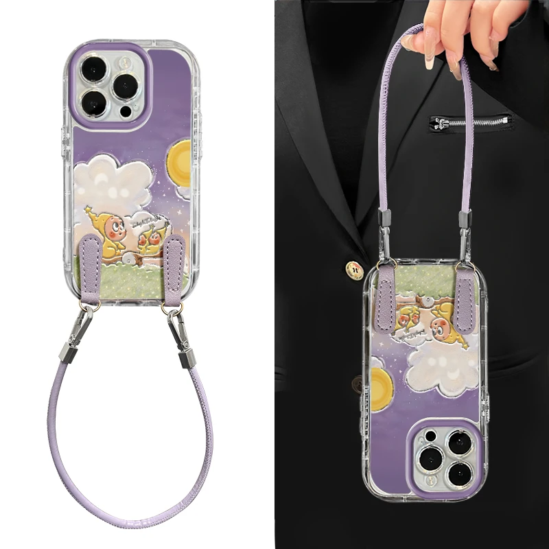 月亮云朵星星人适用苹果16promax泡芙手机壳iPhone15羽纱华为小米