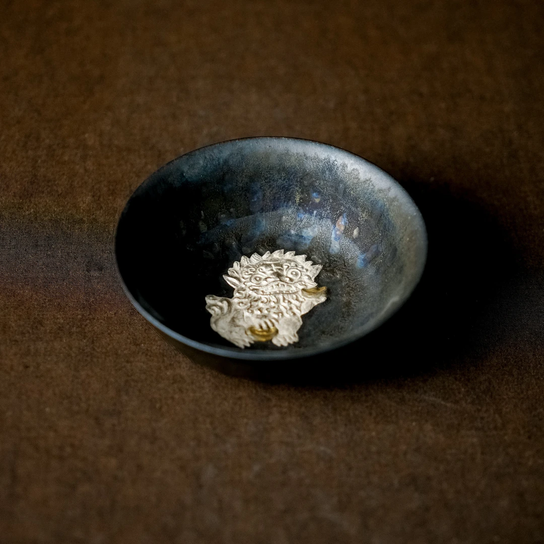 【灰念】鎏金普洱杯金元宝狮子杯 100ml 灰念0035