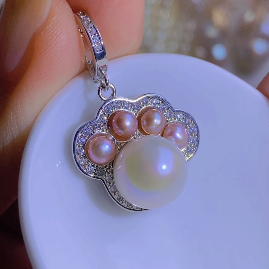 银S925镶嵌天然淡水珍珠淡水珍珠