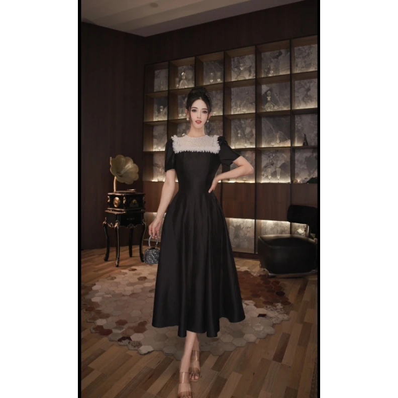 七爷定制 国内设计师品牌 时尚显瘦法式性感气质名媛连衣裙21730