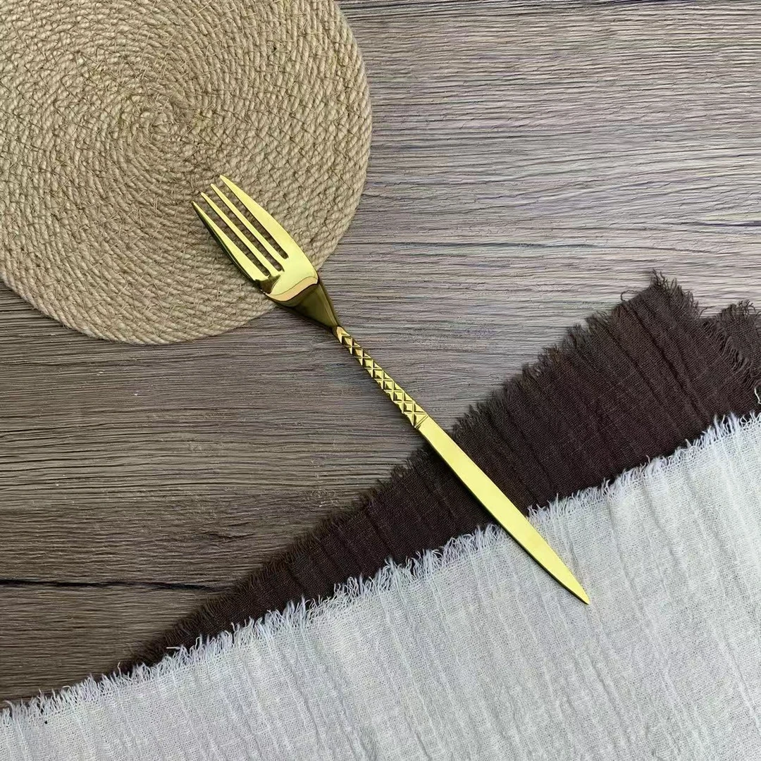 流金菱格餐叉【汤姆精选】