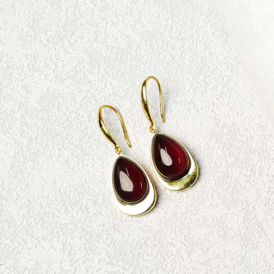 【普陀山欢喜】 琥珀耳坠（发货多样性一件）S41470