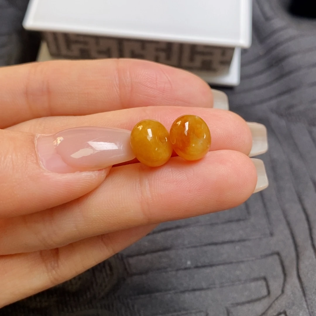 翡翠散珠黄翡小鼓珠