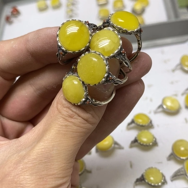 蜜蜡银S925镶嵌裸石多样性发货其一