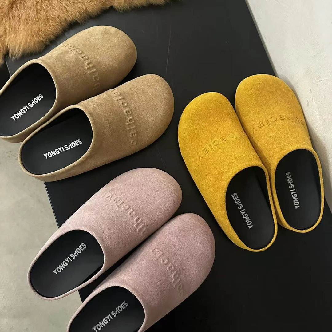 包头胶粘鞋平跟软底日常包头拖春夏韩版凉拖复古透气勃肯拖鞋女款