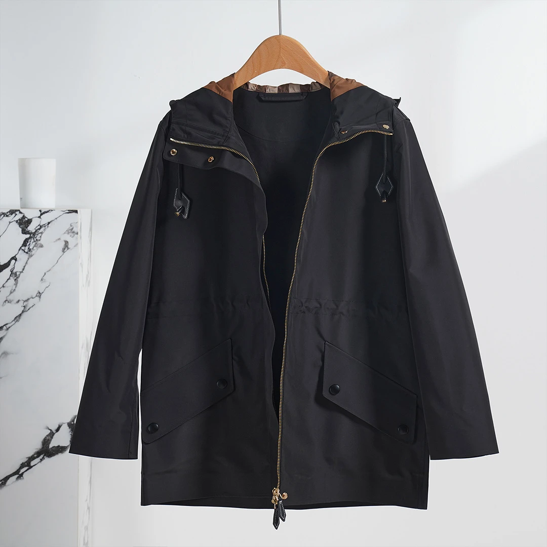 Bing Studios｜春季轻奢时尚收腰连帽风衣22-132