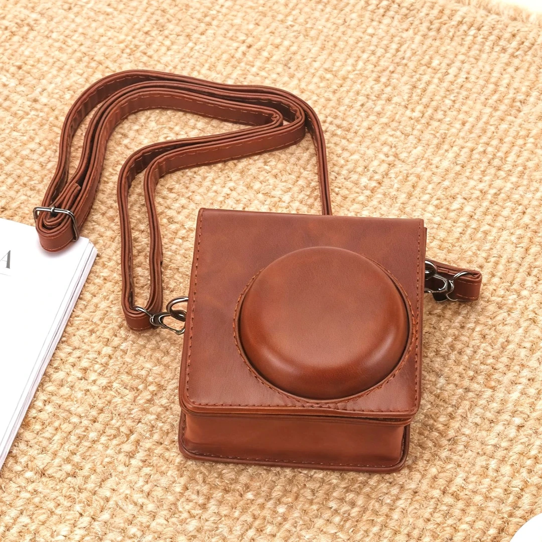 mini40拍立得可装透明壳棕色/黑色复古个性皮包保护套简约户外