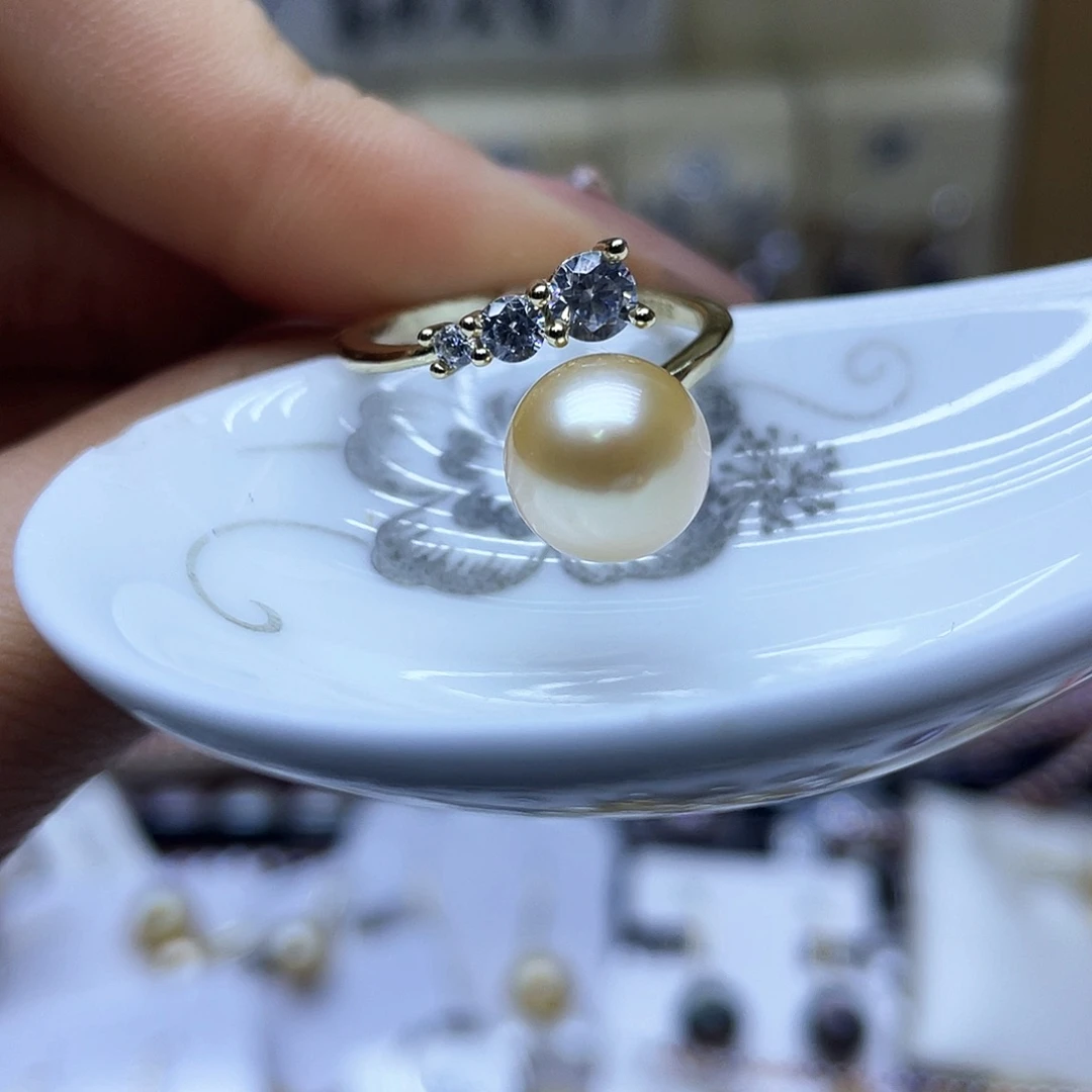 海水珍珠戒指银S925镶嵌