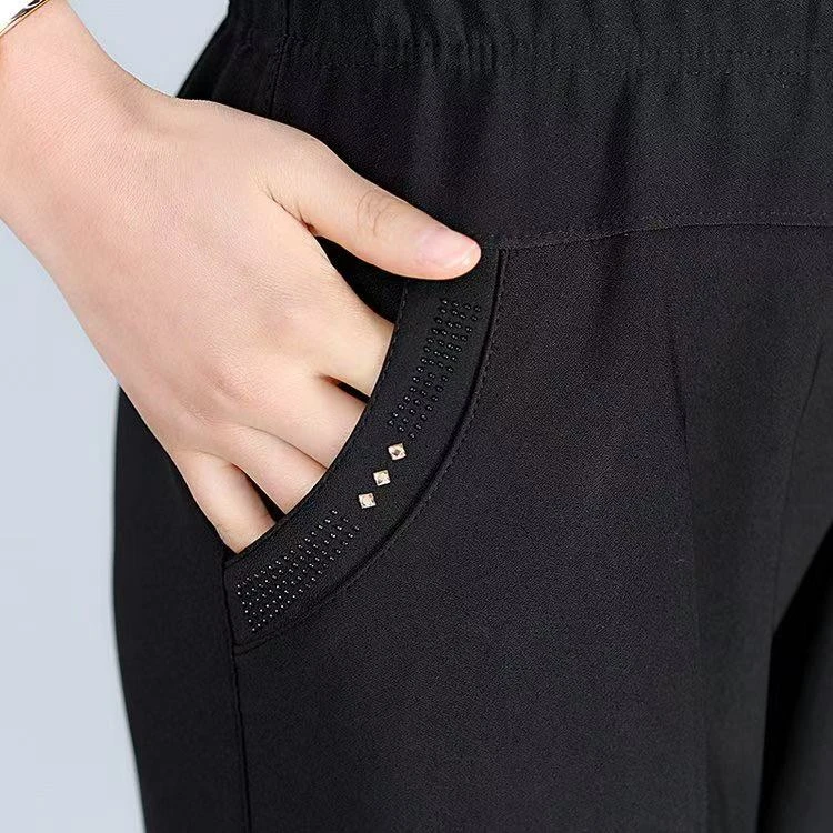 金-女士中老年洋气妈妈装宽松休闲奶奶装春秋款宽松直筒裤1901