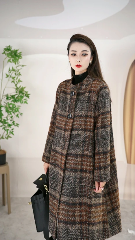 9959-1春秋新款宽松中长款休闲韩版大衣女