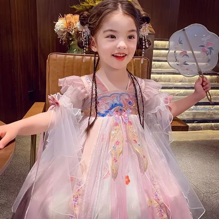 女童汉服公主裙女孩连衣裙夏装2025新款超仙雪纺汉服儿童古装襦裙