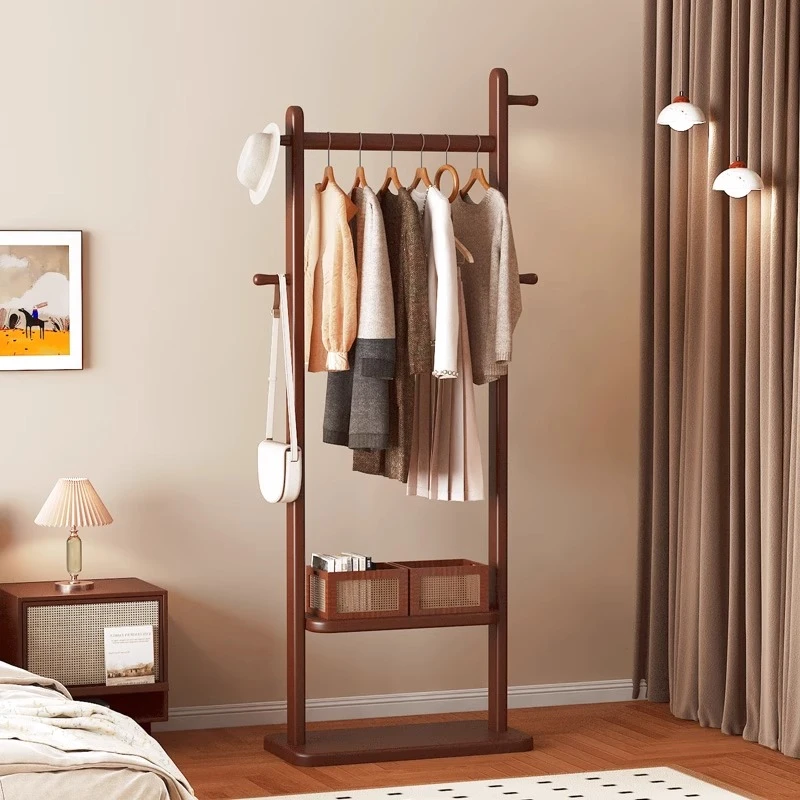 实木挂衣架落地卧室家用小型不占地衣帽架入户门简易立式置物架子