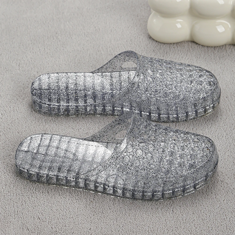 高颜值公主水晶拖鞋女浴室厕所不臭脚包头防滑洞洞鞋外穿凉拖鞋女