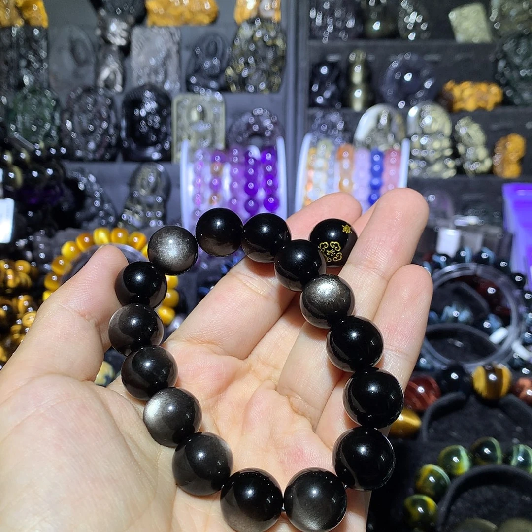 阳***好未镶嵌黑曜岩手链定制