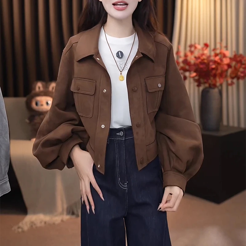 韩版时尚工装短款外套女2025年春秋新款洋气宽松显瘦夹克外穿上衣