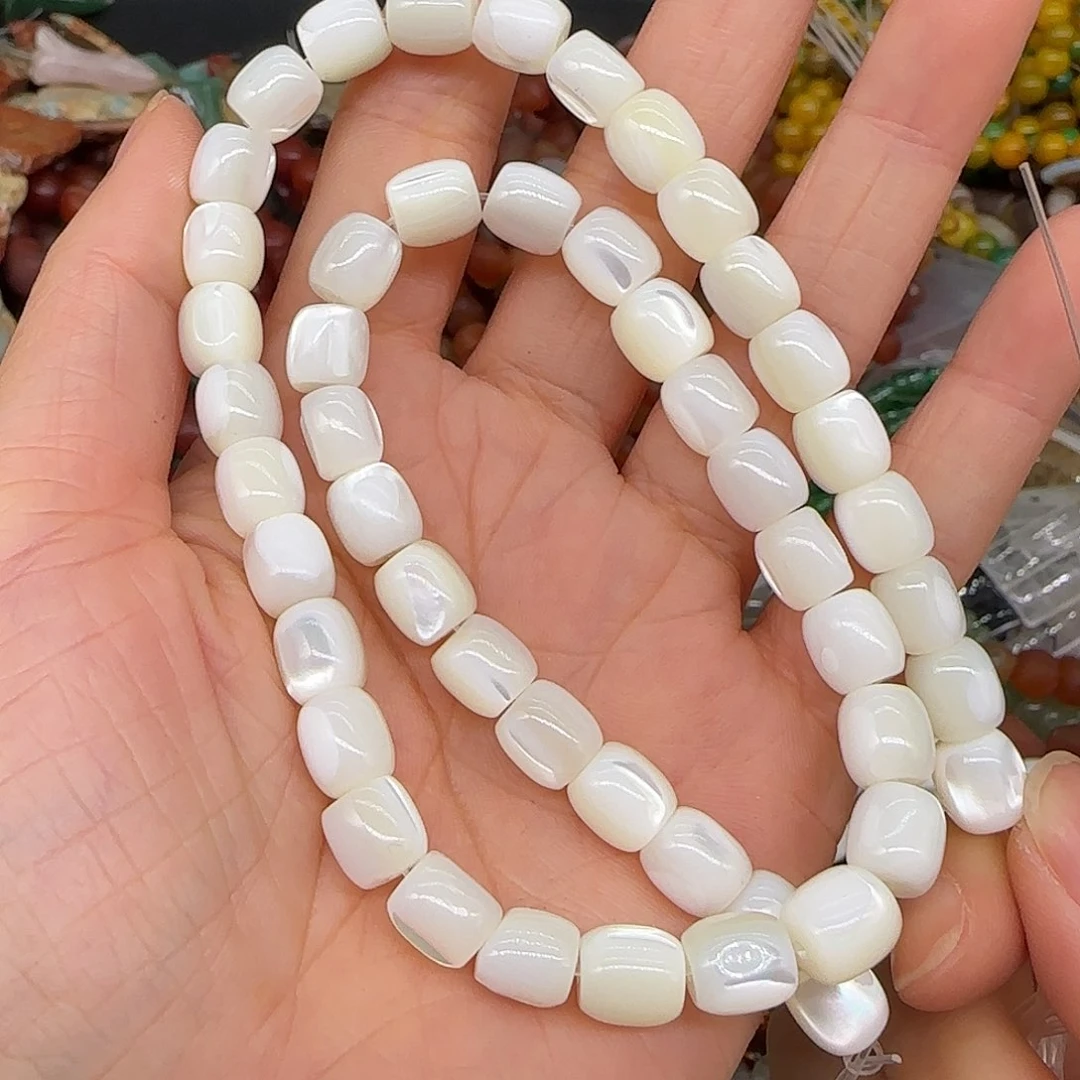 玛瑙/玉髓合金珠宝半成品贝壳7mm桶珠一条