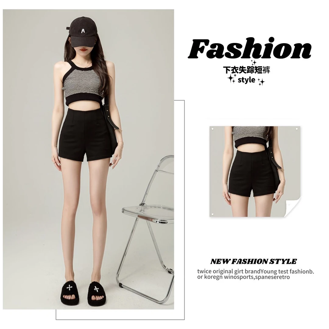 黑色新款弹力短裤女2025新款夏季小个子百搭显瘦外穿高腰辣妹热裤
