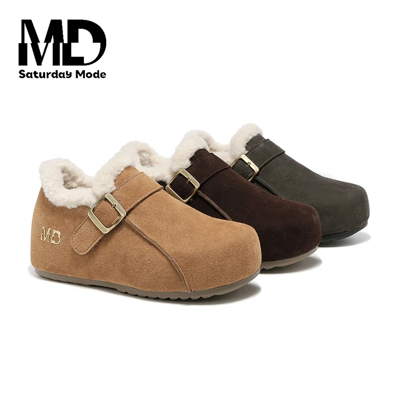 SATURDAYMODE【内增博肯】厚底勃肯鞋女2025新款冬季加绒一脚蹬/魏