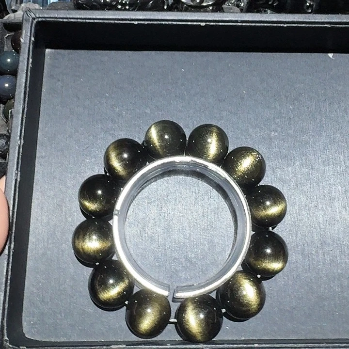 用***9黑曜岩未镶嵌手链