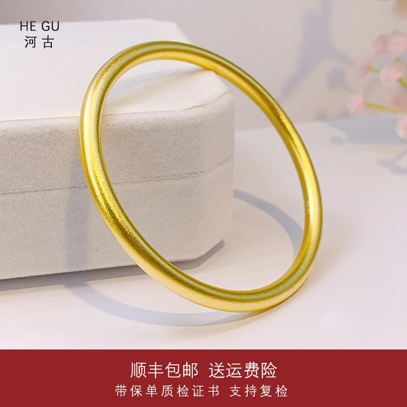 足银手镯 【古法素圈】40克卡5 磨砂传承经典简约百搭时尚 礼盒手镯