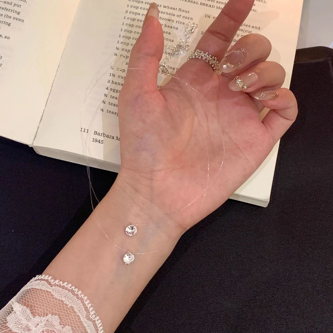 人鱼泪项链隐形鱼线气质超仙人鱼眼泪吊坠颈链2025新款简约百搭女