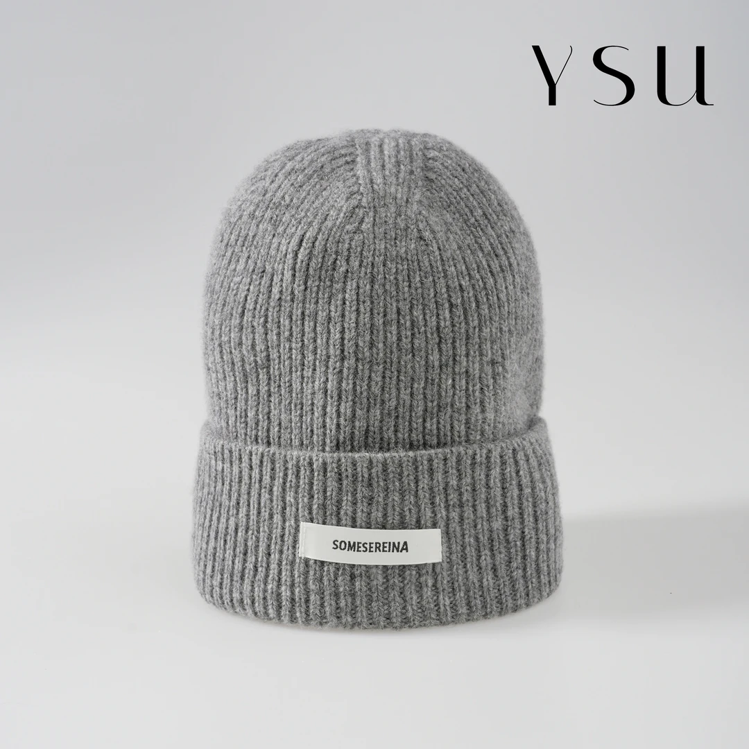 【YSU】简约加厚秋冬保暖纯色百搭字母针织帽Y303998