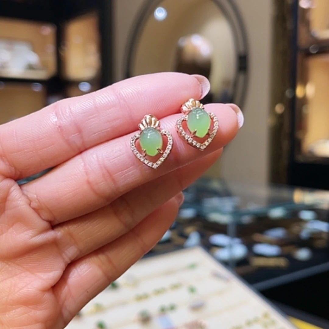 【闪购商品】和田玉耳饰银S925镶嵌