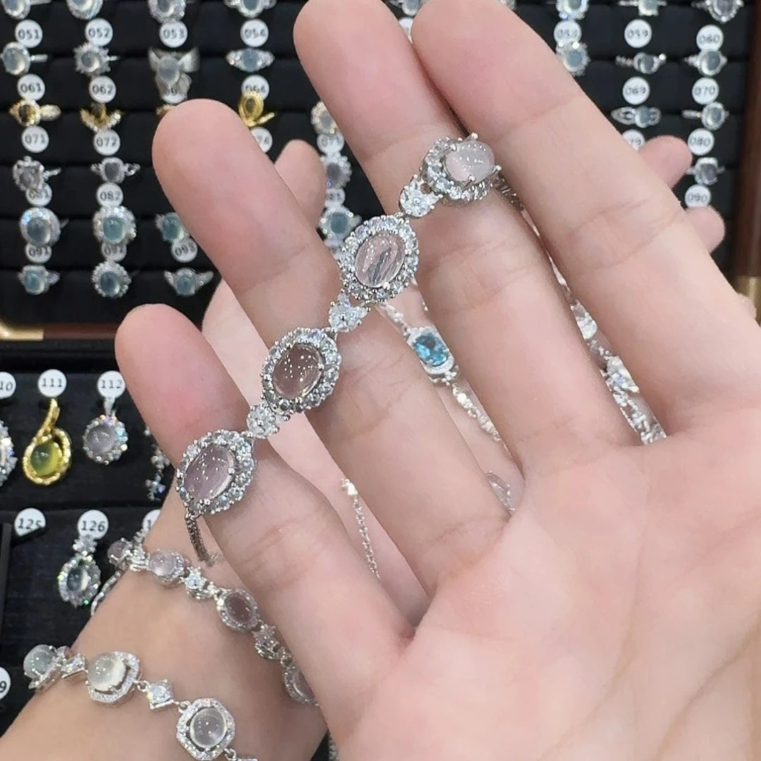 芙蓉石手链银S925镶嵌月*-