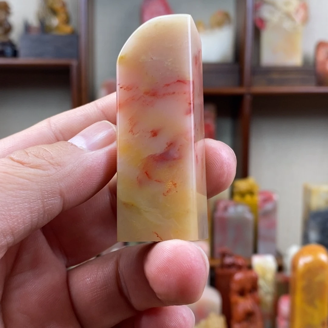 巴林石印石巴林鸡血石素章