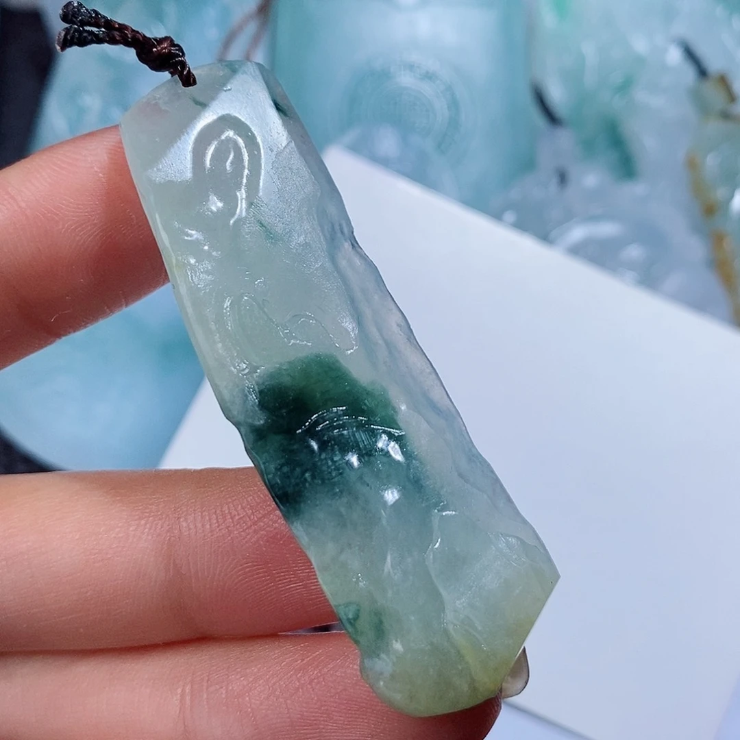 定制翡翠未镶嵌毛货付款后确认抛光