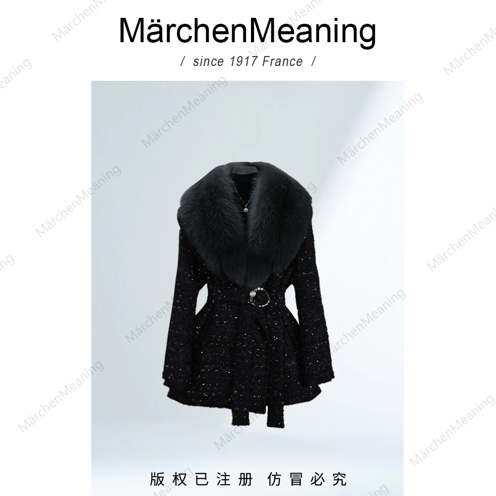 MärchenMeaning气质时尚设计师女装新年款中长款鹅绒服有毛领赵2