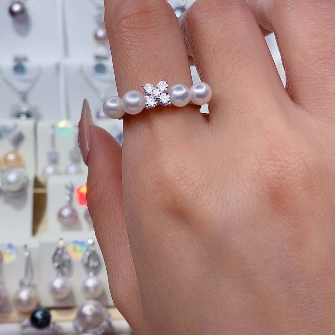 淡水珍珠银S925镶嵌戒指