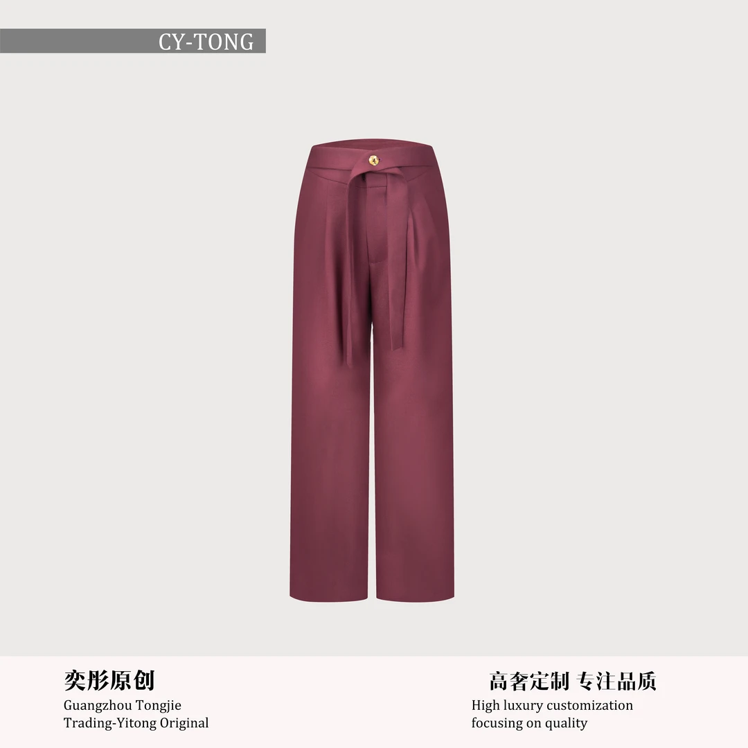 【彤姐原创】冬季修身优雅气质显瘦时尚设计师款裤子W24D237阔腿裤