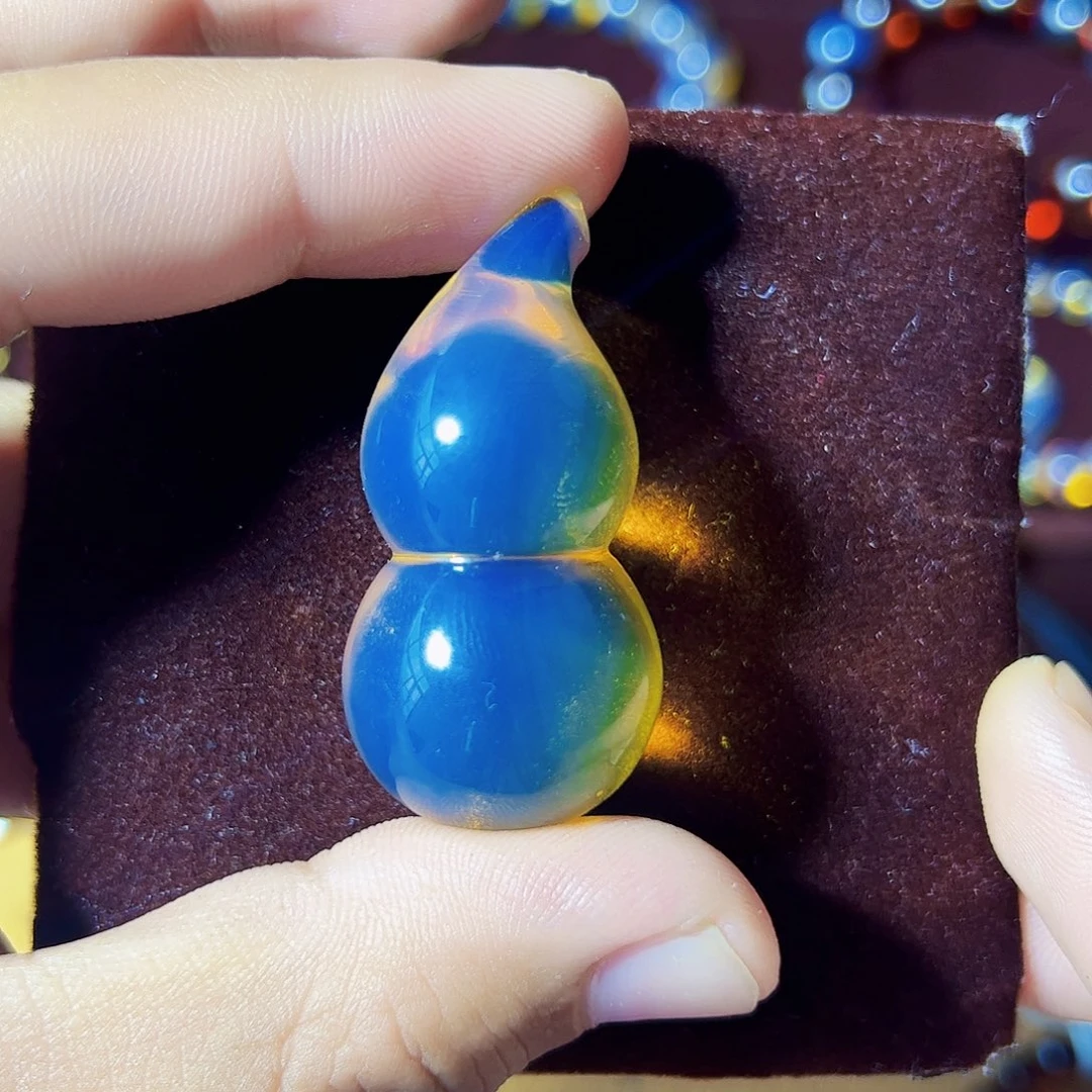 蓝珀珠宝奇石未镶嵌墨西哥蓝珀净水葫芦