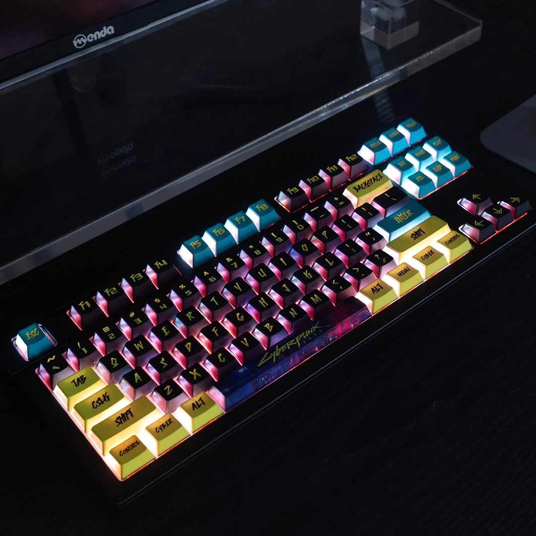 赛博朋克三面透光磁轴机械键盘键帽PBT+PC热升华原厂适配wooting