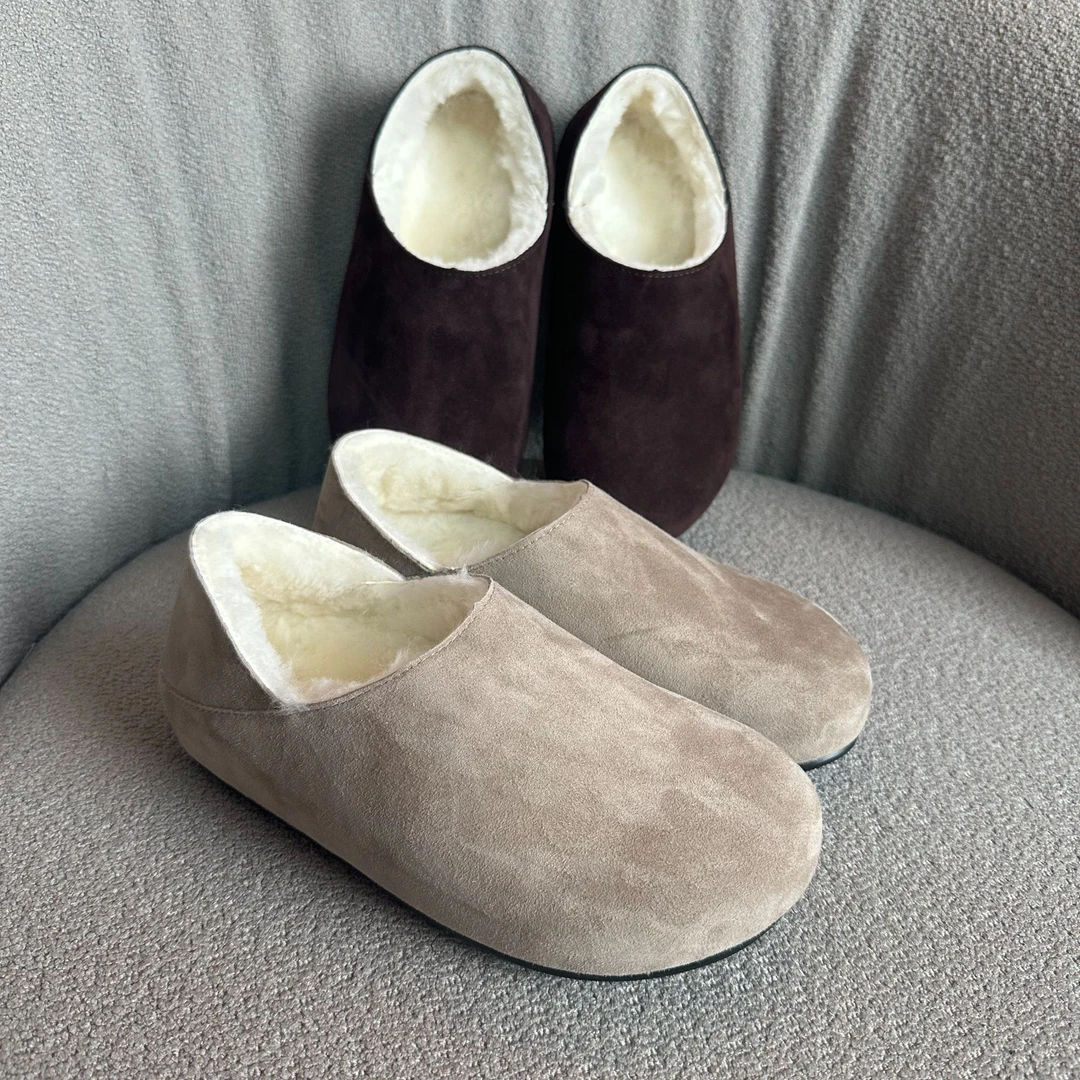 全包可踩时尚羊皮毛一体百搭防滑一脚蹬软底雪地靴