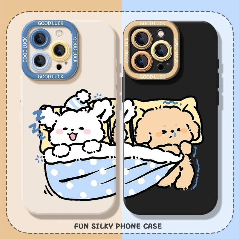 抢被子小狗情侣适用苹果16手机壳新款华为搞怪vivo趣味小米15oppo