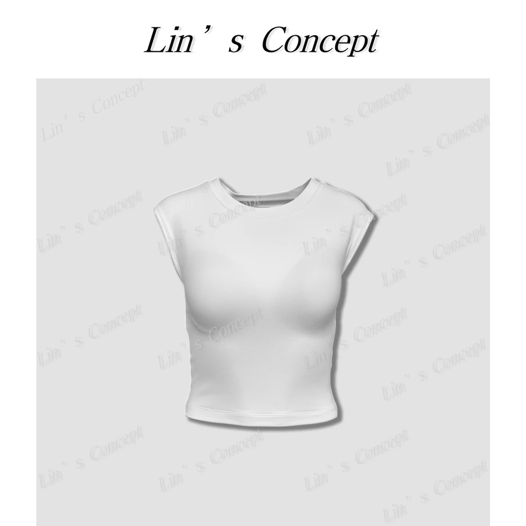 【Lin's concept】极简设计师款圆领飞飞袖美背 DL2405319