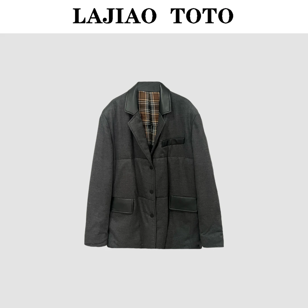 【艺洋穿搭】LAJIAO TOTO白鹅绒痞帅炸街风女装西装鹅绒服外套#8851
