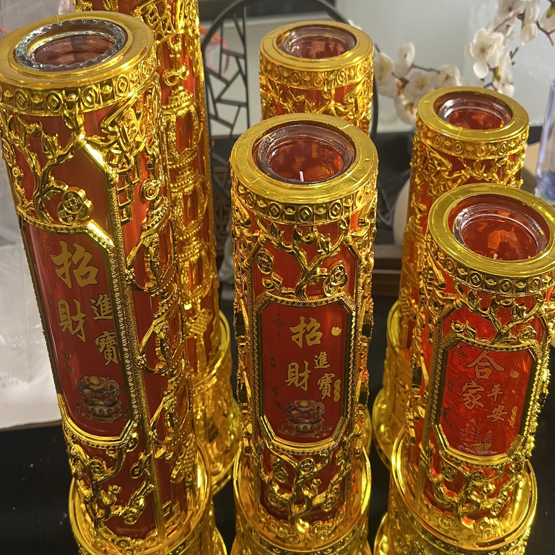 合家平安无烟水晶红蜡烛防风家用喜庆节日佛前供奉长明灯