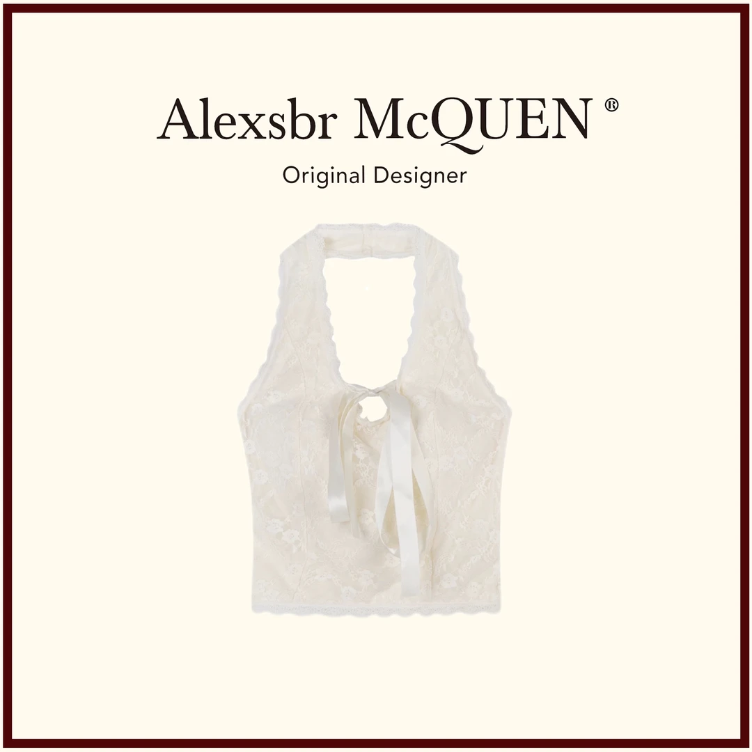 YDD•「YLA」纯欲少女吊带背心女蕾丝花边挂脖蝴蝶结内搭外穿带胸垫