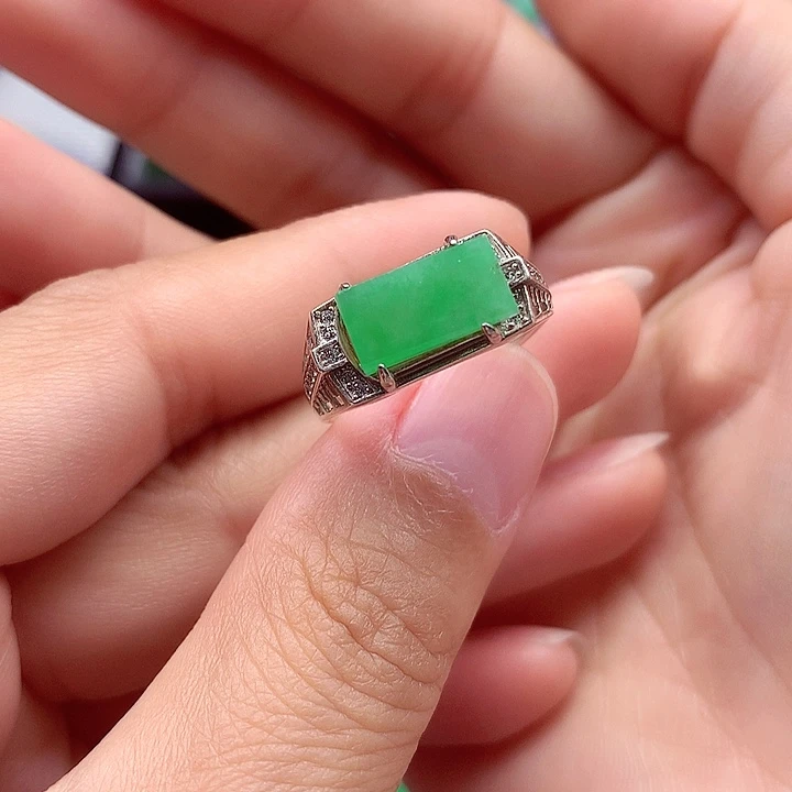 翡翠银S925镶嵌戒指翡翠
