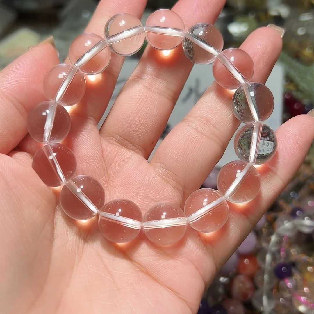 海蓝宝石手链未镶嵌捷克白水晶13毫米手链