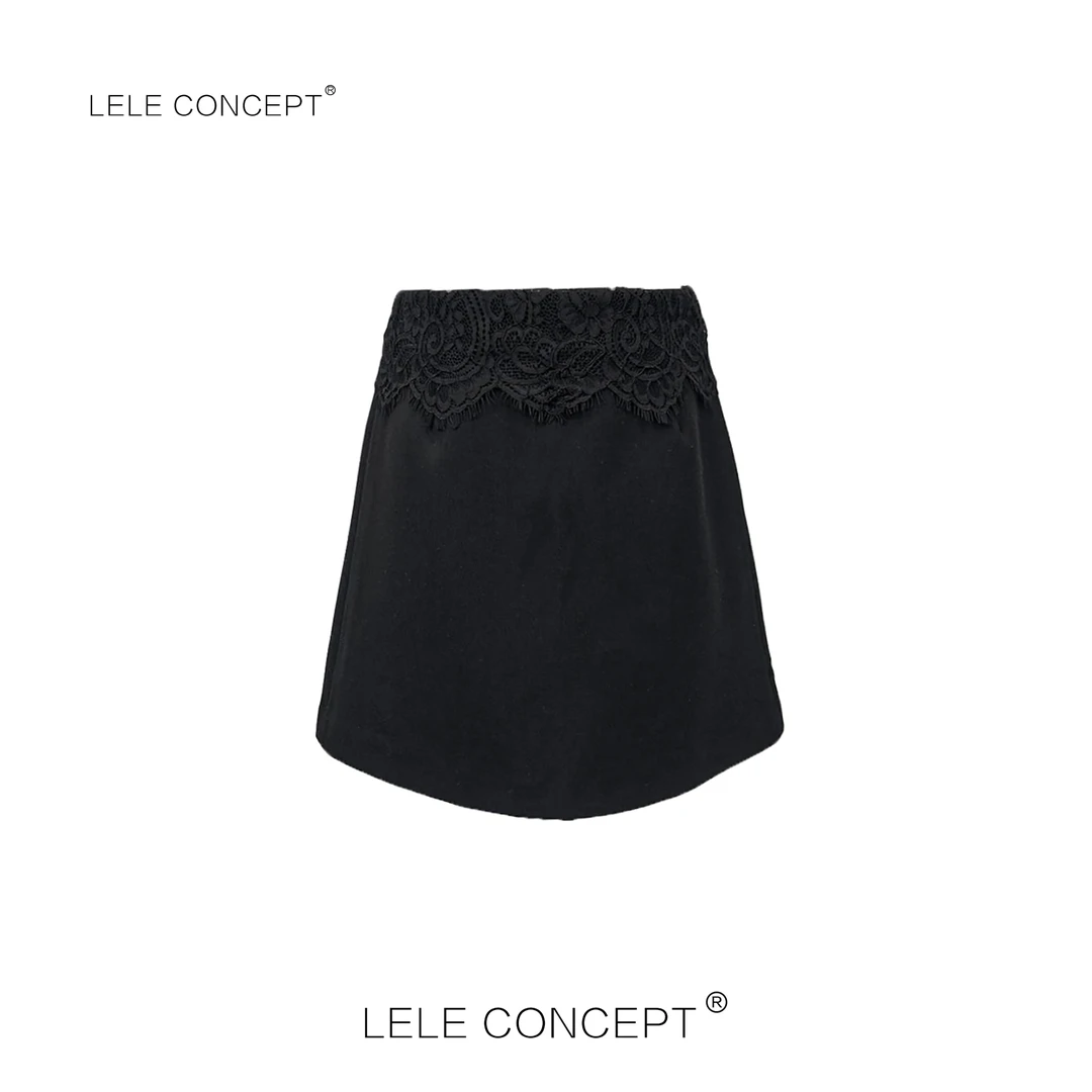 LELE CONCEPT丨都市轻奢时装款蕾丝边一步裙Q0476